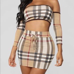 Fashion nova Burberry skirt Set